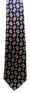 Cravatta da uomo Brooks Brothers blu navy scuro design geometrico 100% seta ottime condizioni - Foto 1 di 4