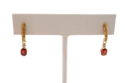 10k Yellow Gold Garnet Diamond Earrings - Image 1 of 4
