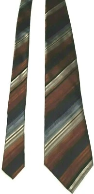 Corbata para hombre Kenneth Cole Reaction roja marrón a rayas 100 % seda Foto 1 de 4