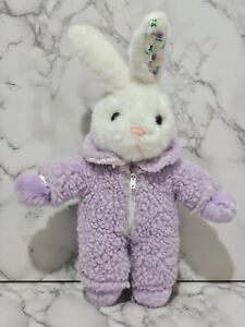 Embrace Easter Bunny Rabbit White Purple Floral Outfit Stuffed Animal Plush Toy