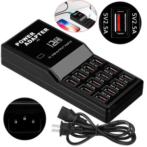 12 USB Cellphone Fast Charging Station Hub Multi Port Wall Charger Organizer - Picture 1 of 9