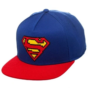 SOMBRERO GORRA DC COMICS SUPERMAN SÍMBOLO DE 8 BITS AZUL Y ROJO SNAPBACK - Imagen 1 de 1