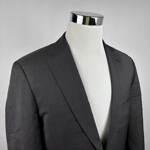 Hugo Boss 40L Suit Jacket Paolini Movio Dark Brown Striped 100% Wool Two Button - Picture 1 of 8
