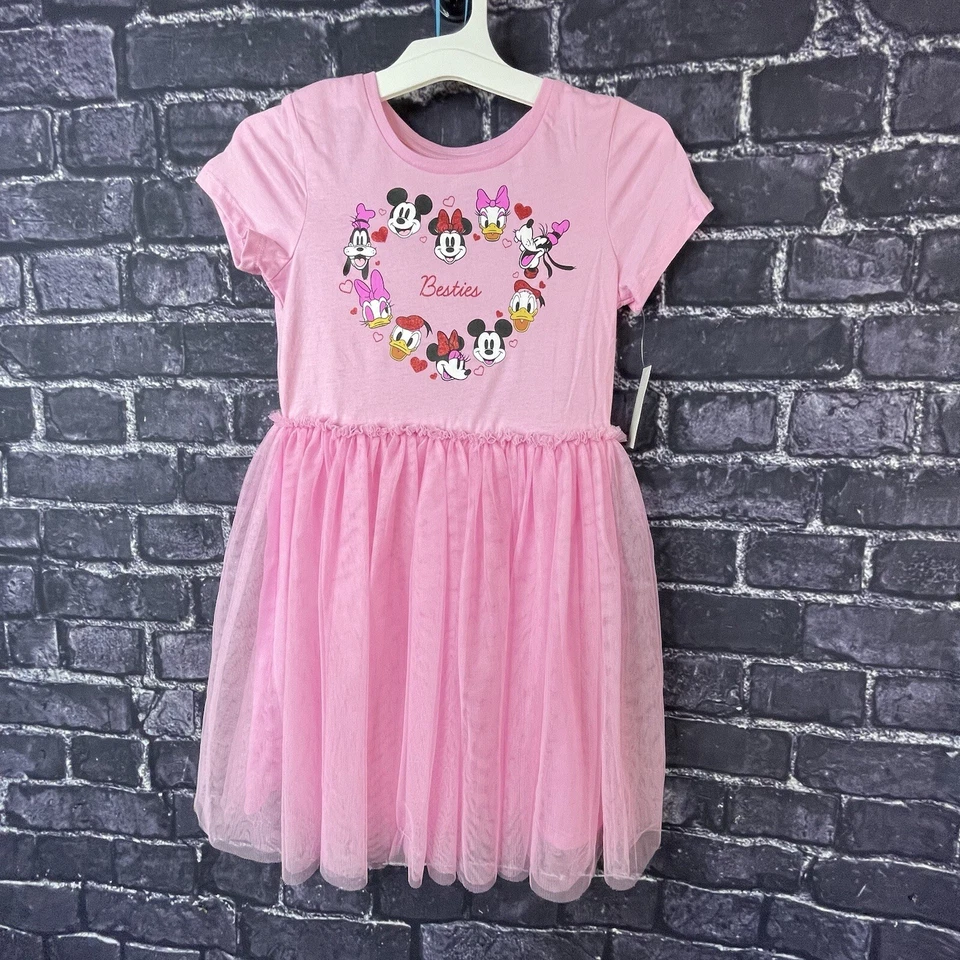 Disney Girls' Minnie Mouse Besties Pink Tulle Dress Size M with Tags