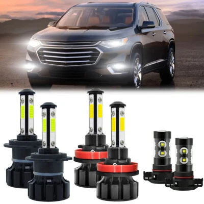 For 2018 Chevy Traverse 6pcs LED Headlight High Low Beam Fog Light Bulbs 6500K - Image 1 of 4