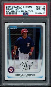 2011 Bowman Chrome Prospects Refractor Bryce Harper #BCP111 /500 Rookie RC PSA 8