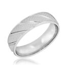 AVORA 925 Sterling Silver Men's 6mm Striped and Textured Wedding Band Ring  - 10