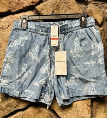 Pantalones Cortos Tommy Bahama Mujer Talla XS Mezcla de Lino Chanbray Hawaiano Hula Niña Nuevos con Etiquetas $99 Foto 1 de 4