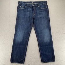 Hugo Boss Jeans Mens 42x34 Jacksons Regular Fit Straight Leg Dark Wash Blue