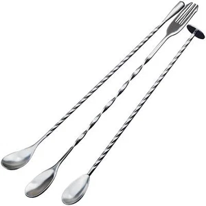 3 Pcs Cocktail Mixing Spoons 12-Inch Bar Long Stirring Drink Stirrers for Tea - Picture 1 of 7
