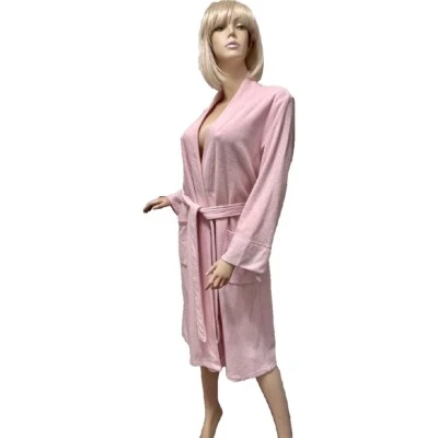 NUEVO CON ETIQUETAS $59 N Bata envolvente de felpa cepillada Natori Nirvana GRANDE rosa con bolsillos mezcla de rayón Foto 1 de 4