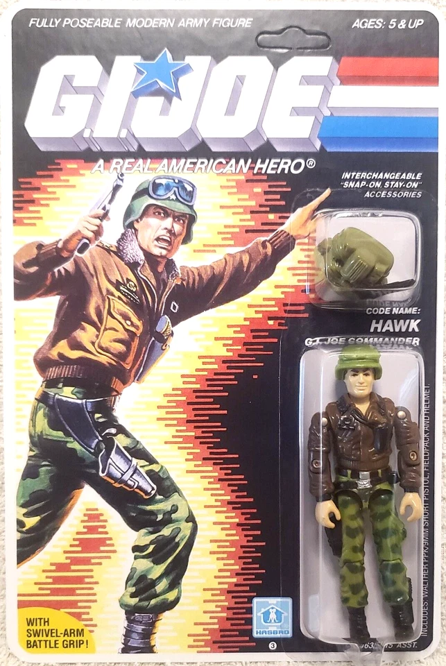 GI Joe 1986 Hawk 100 % completo recardado en tarjeta de reproducción sin perforar Foto 1 de 4