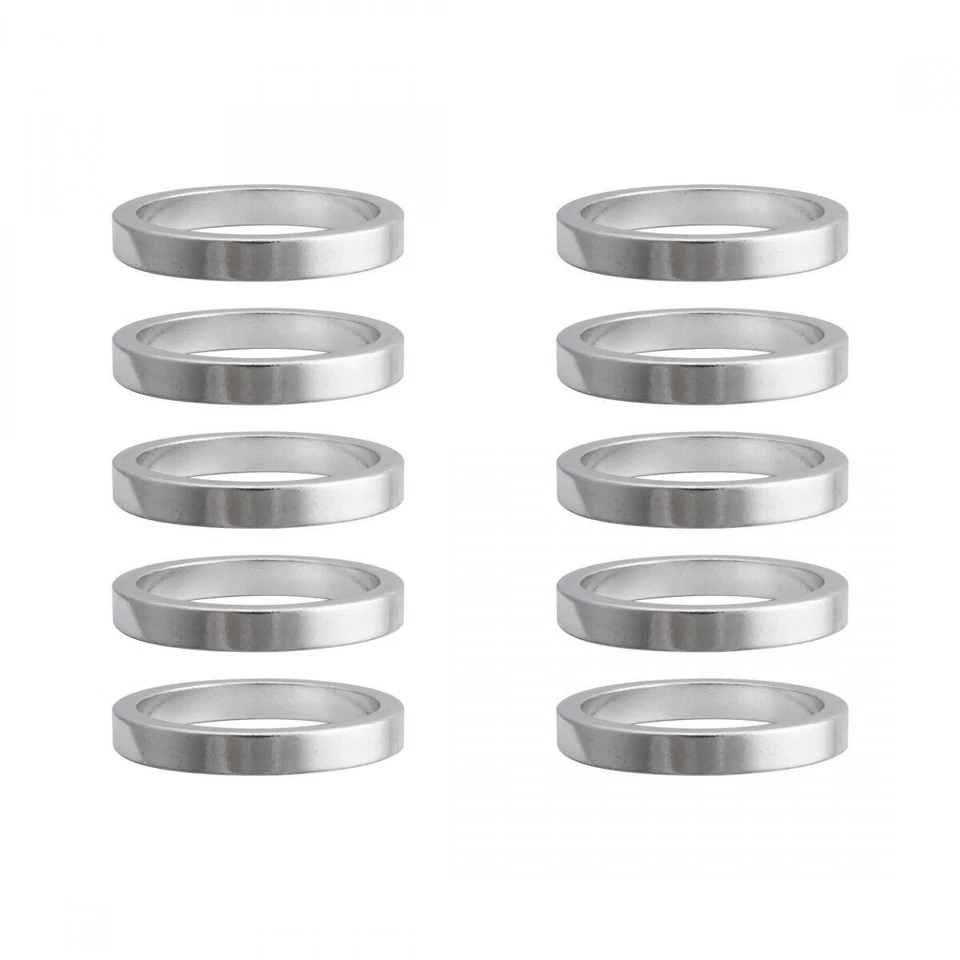 ORIGIN8 BIKE BICYCLE HEADSET SPACER ALY 5mm x 1-1/8 SILVER BAG of 10 - Image 1 of 1
