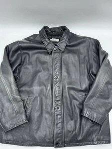 Boston Outfitters Leather Jacket Size 2XL Vintage Wool Lined Heavy Biker Coat - Picture 1 of 13