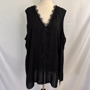 Blusa Kobi Halperin Evelyn 3X Plus negra sin mangas 100 % seda nueva con etiquetas - Imagen 1 de 8