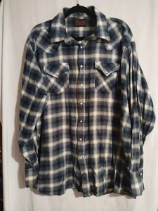 2X Plains western wear men long sleeve blue shirt - Picture 1 of 3