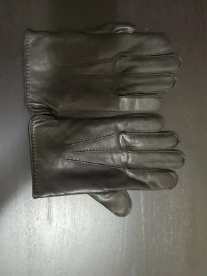 Luvas masculinas COACH de couro preto vintage forradas de cashmere tamanho médio novas com etiqueta - Imagem 1 de 4