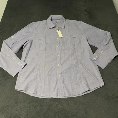 Camisa Five Four Button Up Para Hombres 2XL Azul Manga Larga con lengüeta enrollable Preppy Atemporal Nueva con Etiquetas Foto 1 de 4