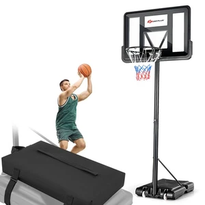 Portable Basketball Hoop Stand Adjustable Height W/Shatterproof Sandbag Wheels - Picture 1 of 7