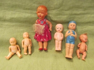 Lot of 6 Antique 1930's Celluloid Dolls Swimmer CV Italy Jointed ESTATE - Picture 1 of 9