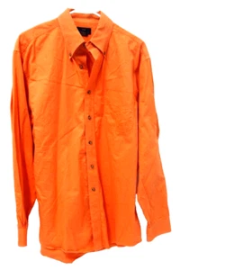 Brooks Brothers 346 Mens Shirt M Solid Orange Long Sleeve Button 100% Cotton - Picture 1 of 4