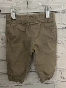 Wrangler Solid Khaki Joggers Elastic Waist 100% Cotton EUC Baby Size 6M - Picture 1 of 7