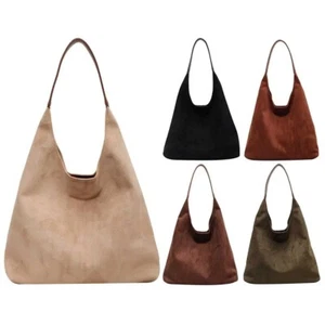 Suede Tote Bag with Compartments Hobo Slouch Bag Handbags - Picture 1 of 19