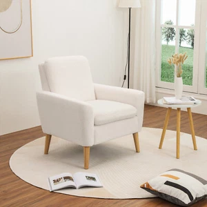 Modern Single Sofa Armchair /Ottoman Upholstered Fabric Lounge Chair Living Room - Picture 1 of 18