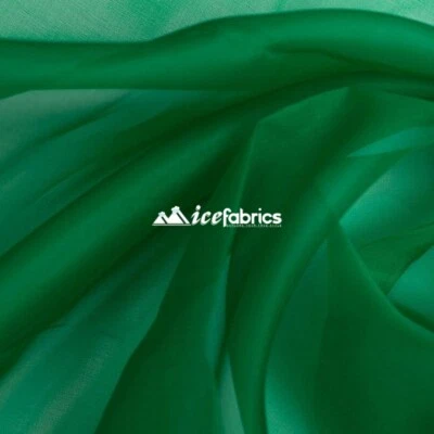 Kelly Green Organza Fabric By The Yard_ Crystal Sheer "54 Width_ Wholesale Price - Image 1 of 4