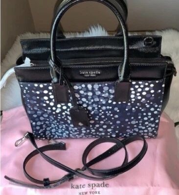 Kate Spade Black Handbag Office Siren Cameron Soiree Dot Satchel Bag NWT $369 - Image 1 of 4