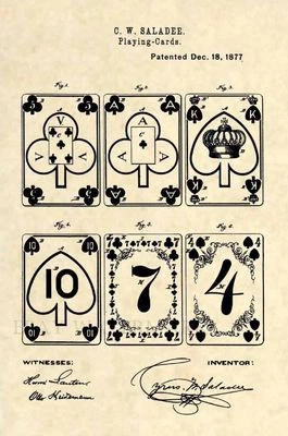 Impresión artística original de patente de póker de cartas de juego de Estados Unidos - Antiguo oficial de colección 175 Foto 1 de 3