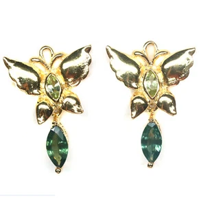 Caliente 4 X 9 Mm. Verde Zafiro & Peridoto Pendientes Plata 925 de Ley - Imagen 1 de 5