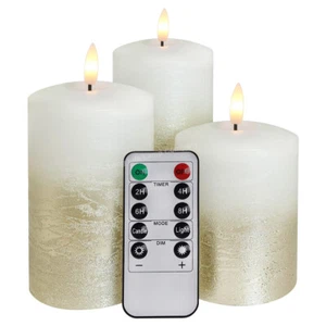 3 LED USB Carga Control Remoto Sin Llama Parpadeantes Velas Pintadas en Oro WAX03 - Imagen 1 de 13
