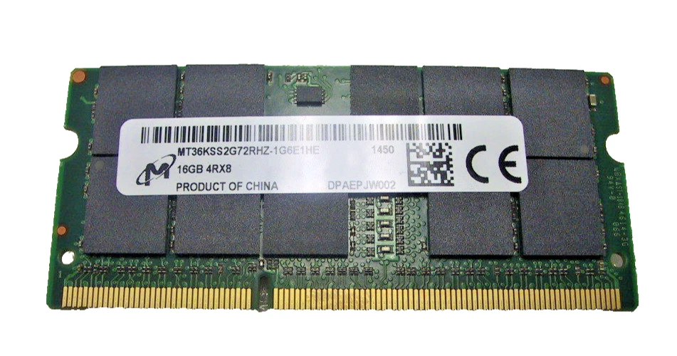 Micron 16GB PC3-12800 DDR3-1600 ECC Reg SoDimm MT36KSS2G72RHZ-1G6E1 4RX8 Server - Image 1 of 1