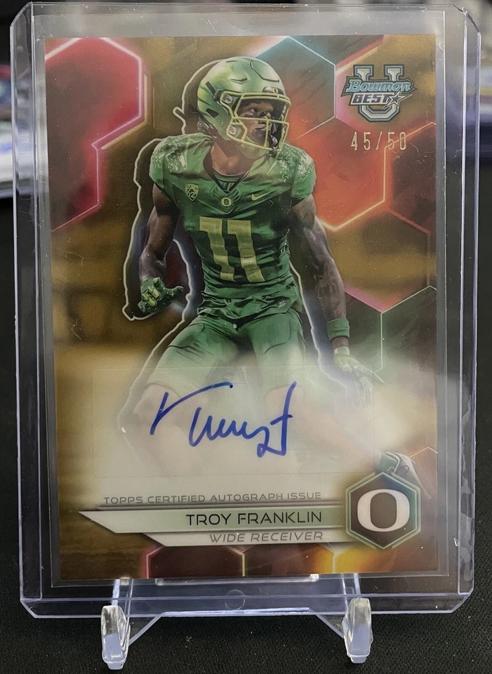 2023 Bowman's Best University Troy Franklin Gold Refractor Autograph Auto #45/50 - Image 1 of 2