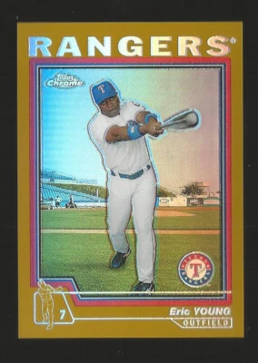 2004 Topps Chrome Eric Young Rangers #451 Gold Refractor Rare Short Print Sp - Image 1 of 2