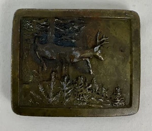 Vintage 1977 Indiana Metal Craft Belt Buckle J97 Deer Nature 2.75" x 2.25" - Picture 1 of 2