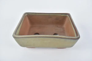 Vintage Bonsai Japanese Chinese Clay Glazed Pot Made in Japan 6" x 4.5" - Picture 1 of 12