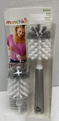 Cepillo para botellas de cerdas Munchkin mango de acero inoxidable con cabezal de repuesto - Nuevo en paquete Foto 1 de 2