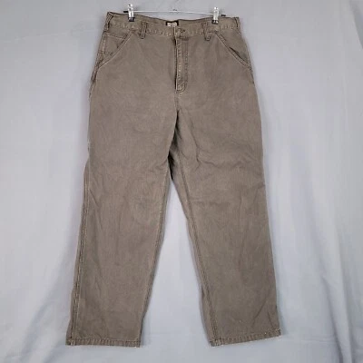 Pantalones de trabajo de carpintero Big Smith para hombre de lona tiro alto marrón talla 34 x 28 Foto 1 de 4