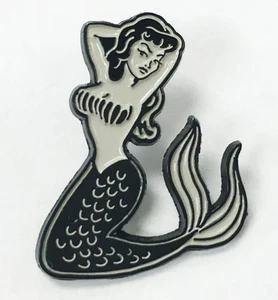Mermaid Pin Up Girl Tattoo Lover Enamel Lapel Pin - Picture 1 of 2