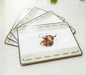 Highland Cow Tischsets Set - Highland Cow 4 x Speisetischunterlage 29x22cm NEU UK - Bild 1 von 1