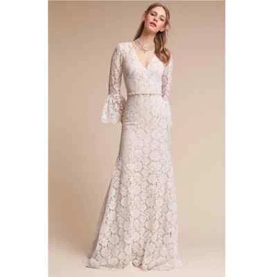 Anthropologie x BHLDN Theia Harbor Lace Wedding Gown Ivory $1200 Sz 12 - Image 1 of 3