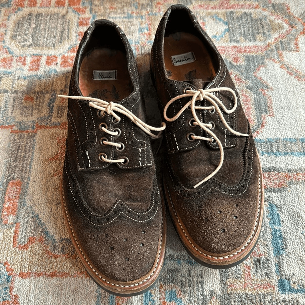 PAUL SMITH Oxford Dress Shoes ITALY Dark Brown Suede Wingtip  display picture 3