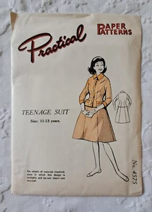 50's Practical Paper Sewing Pattern Vintage Unused Girls Suit   11 - 13 yrs  - Picture 1 of 2