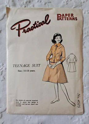 50's Practical Paper Sewing Pattern Vintage Unused Girls Suit   11 - 13 yrs  - Image 1 of 2