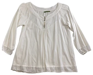 Velvet by Graham & Spencer Womens Peasant Top Size M Henley Neck Long Sleeve - Picture 1 of 10