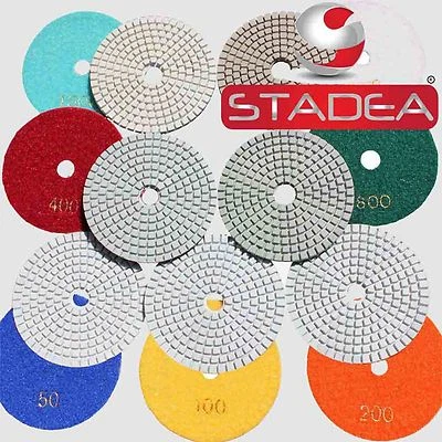 STADEA 4" WET/DRY Pro Diamond Polishing Pads 7 Pc Set+1 Backer