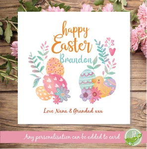 Personalised Name Cute Easter Egg Easter Chick Card - Picture 1 of 4