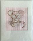 Completed Cross Stitch Card -Patchwork Mouse